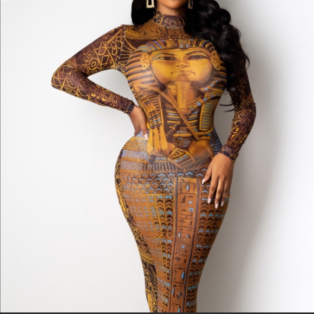 Callie Lives | Sheer Mesh Long Sleeves Maxi  Dress